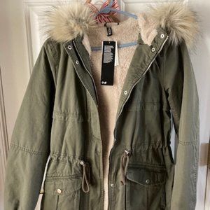Winter green jacket with hood from H&M  new